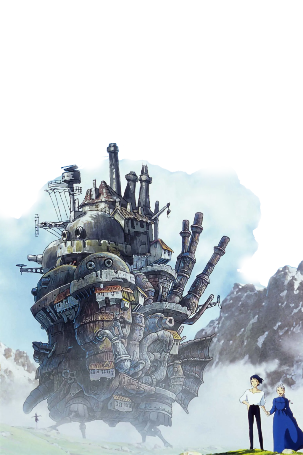 Howl's Moving Castle with clouds