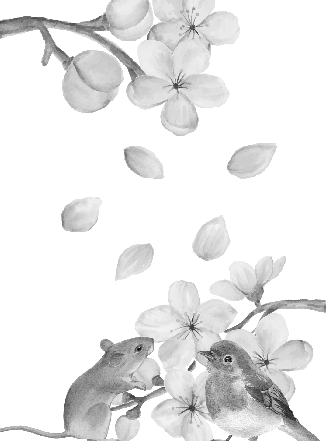 Sakura mouse & bird for Kobo Clara wallpaper featuring whimsical and png and more