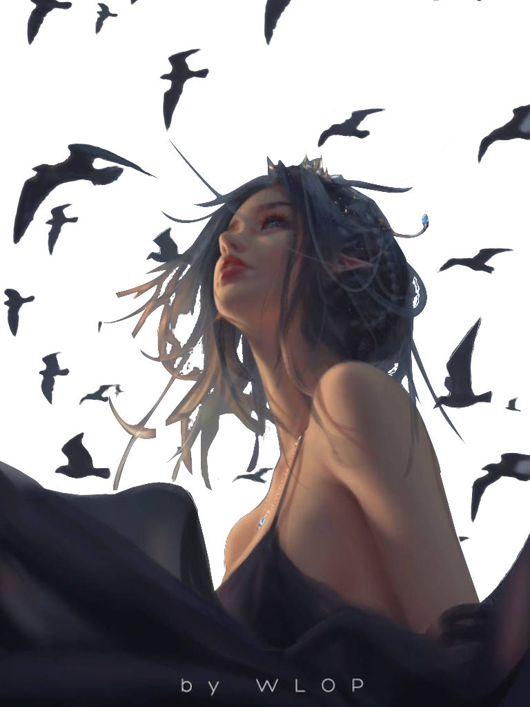 WLOP Crows for Kobo Clara wallpaper featuring fantasy and digital art and more